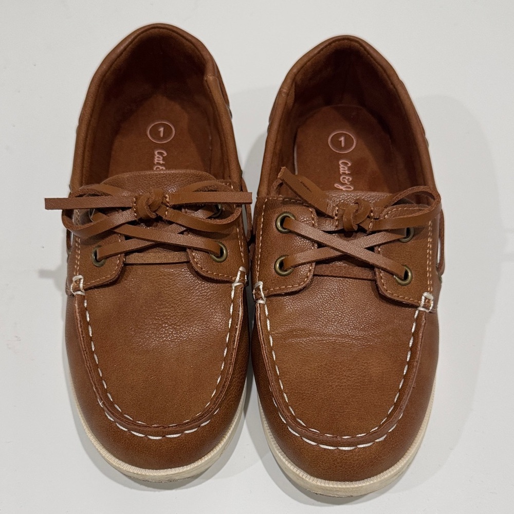 Cat & Jack Brown Kids loafers Shoes size 1, EUC